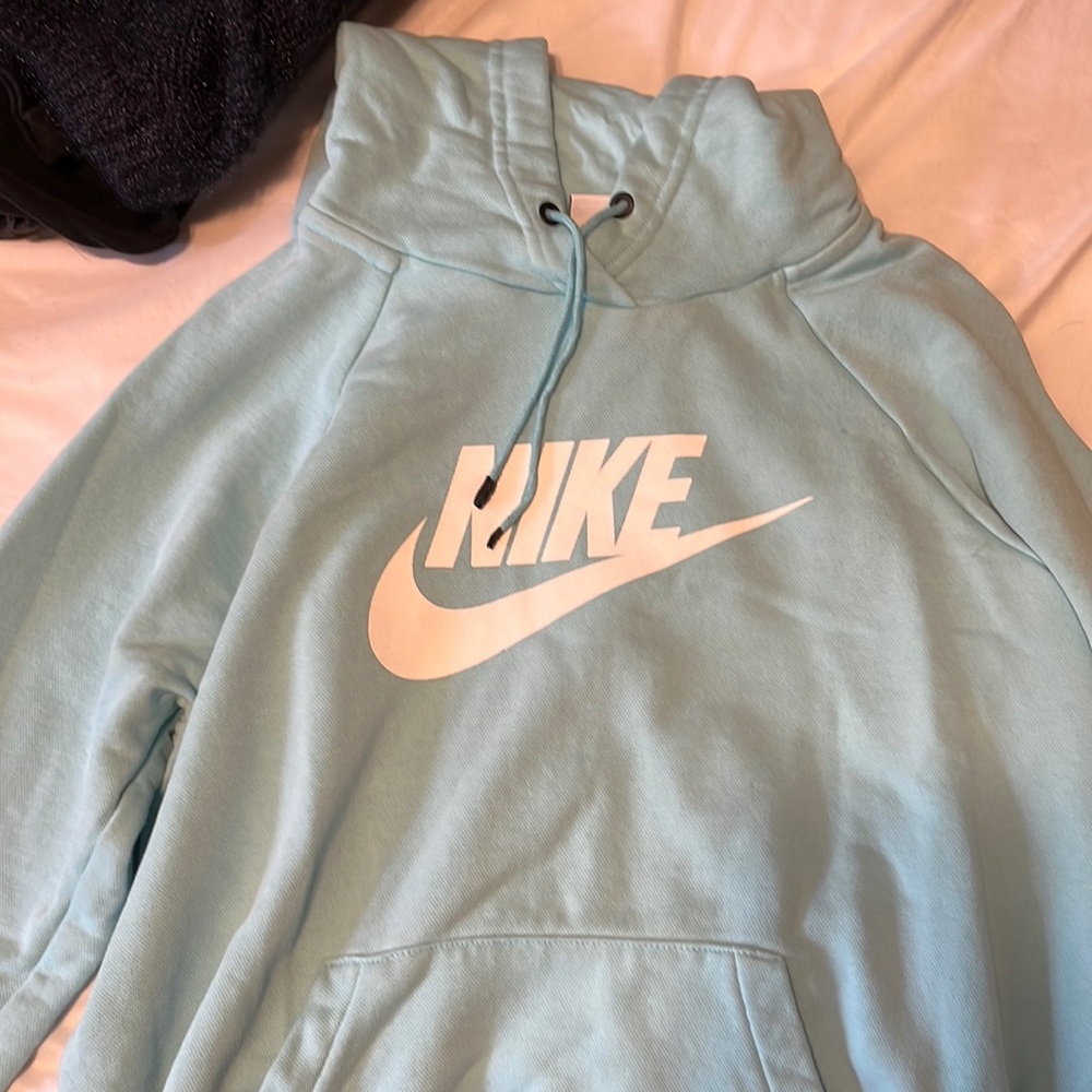 nike light blue logo hoodie